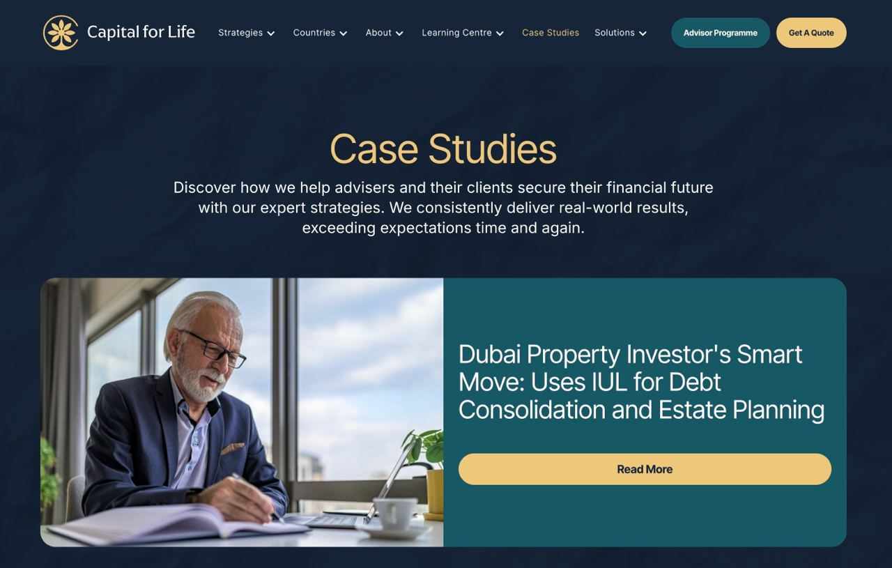Capital For Life — case studies page